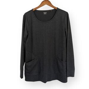 Toad & Co. Intermezzo Pullover Tunic Top Womens Medium Gray Pockets Long Sleeve
